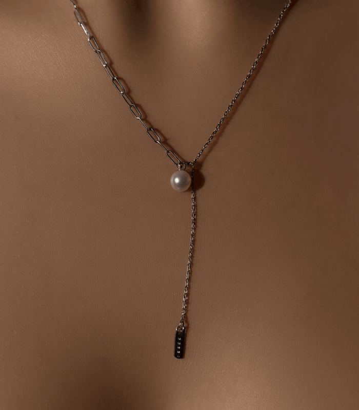 İnci Detaylı Zincir 925 Ayar Gümüş Kolye – Süslü Jewellery