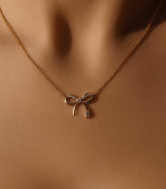 Zirkon Taşlı Fiyonk 925 Ayar Gümüş Kolye – Süslü Jewellery